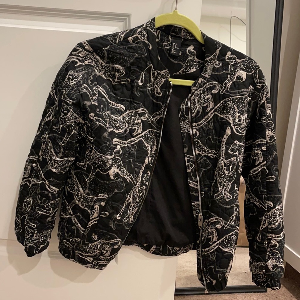 H&M Tiger Black and White Bomber Jacket sz 2